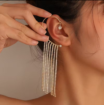Crystal Tassel Ear Cuff Earring
