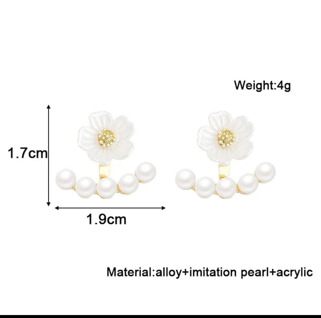 Sweet Daisy Pearl Ear Jacket Earrings