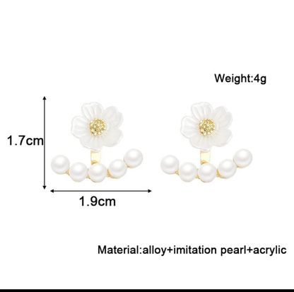 Sweet Daisy Pearl Ear Jacket Earrings