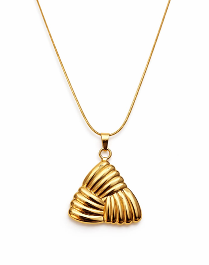 Golden Twisted Heart Pendant Necklace