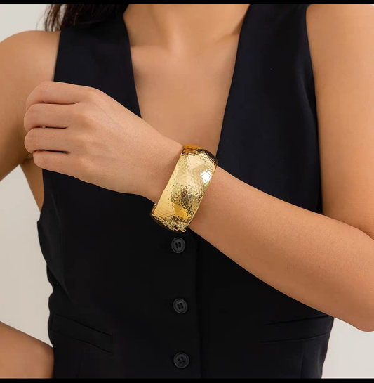 Hammered Gold Cuff Bracelet