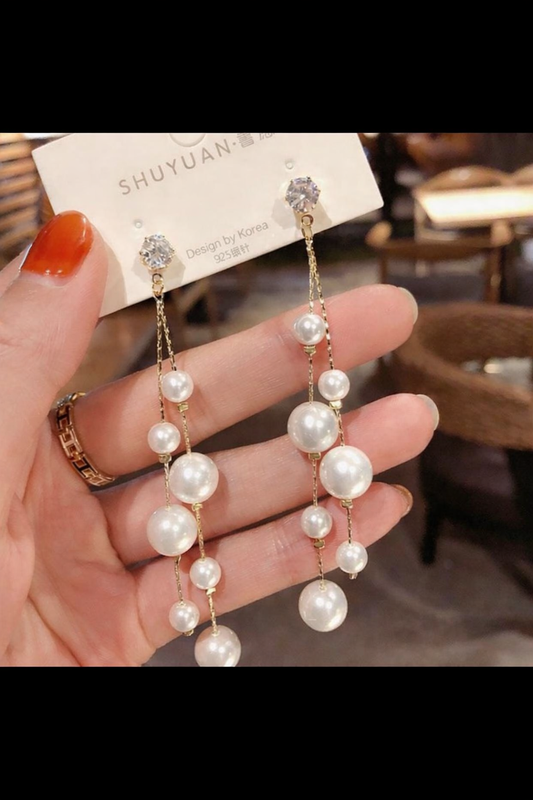 Luxe Pearl Cascade Chain Earrings