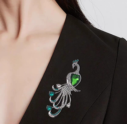 Elegant Peacock Crystal Brooch