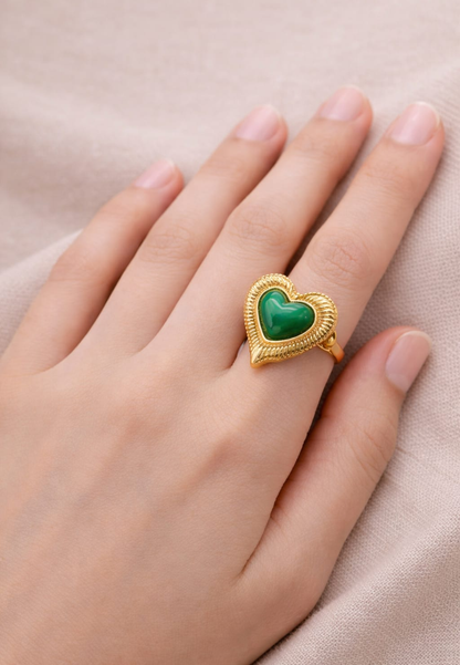 Classic Heart Enamel Statement Ring