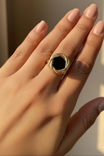 Vintage Black Stone Statement Ring