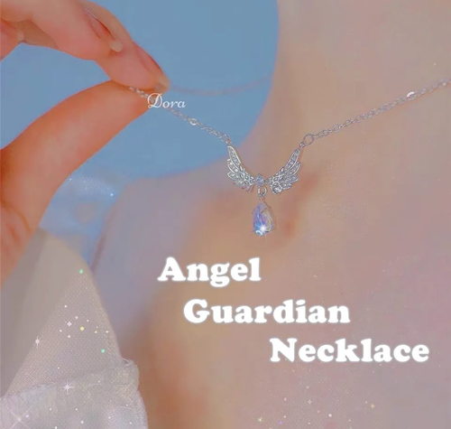 Angel Wing Crystal Drop Necklace