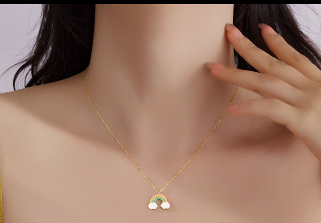 Colorful Rainbow Charm Pendant Necklace