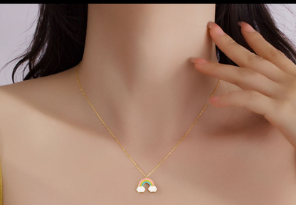 Colorful Rainbow Charm Pendant Necklace