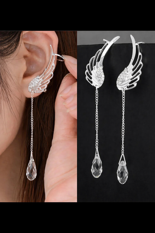 Elegant Wing Drop Chain Earrings
