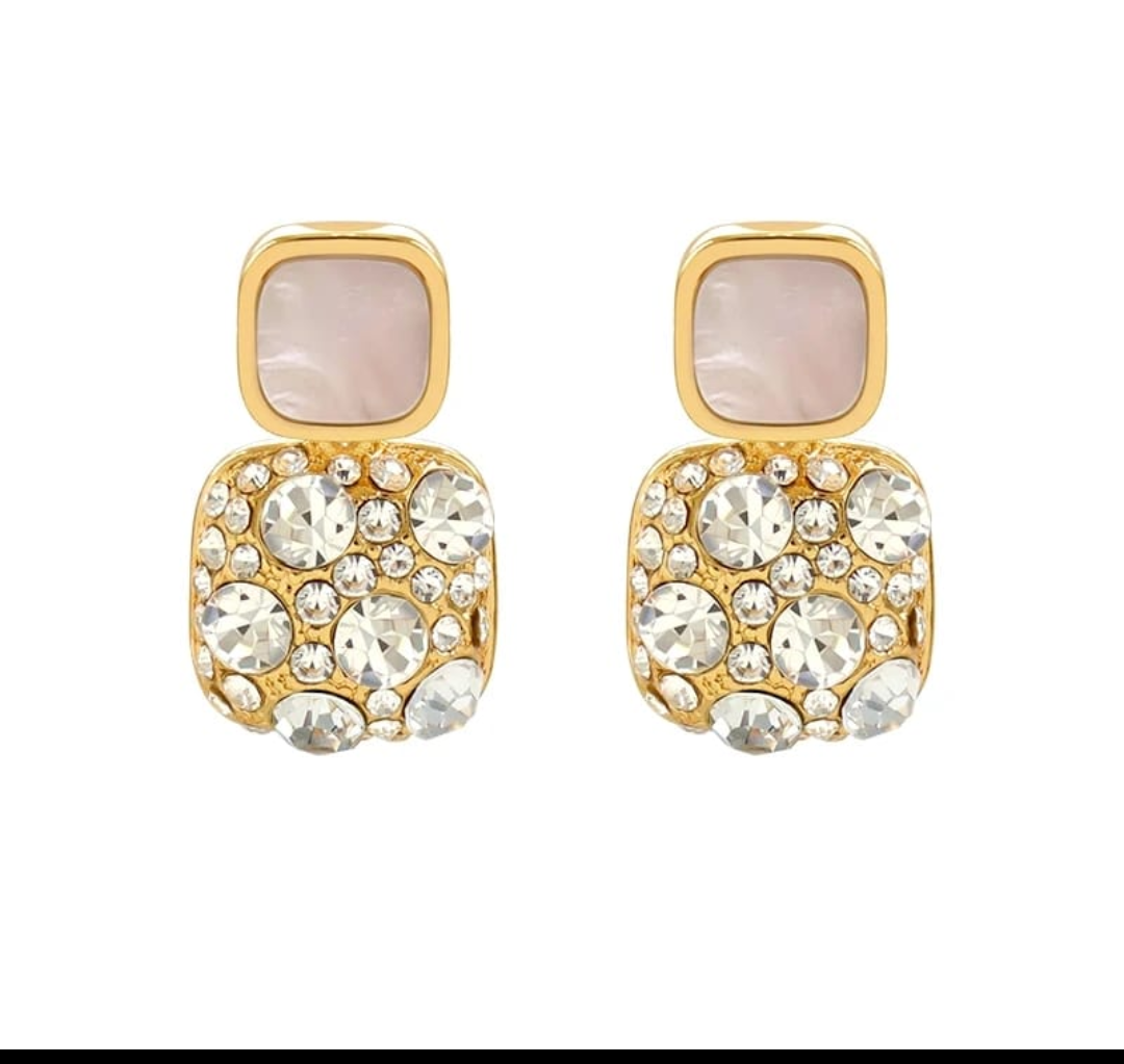 Elegant Square Crystal Drop Earrings