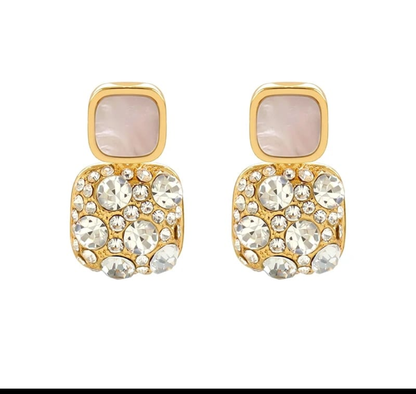 Elegant Square Crystal Drop Earrings