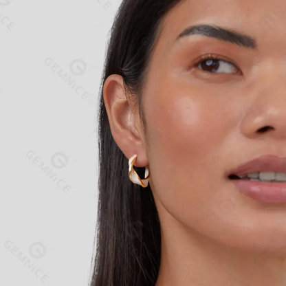 Gold & White Enamel Hoop Earrings