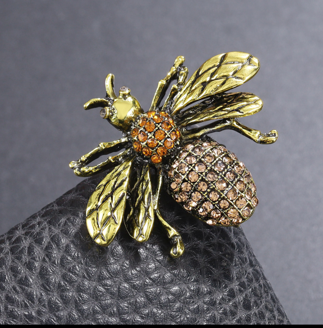 Vintage Crystal Bee Brooch