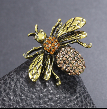 Vintage Crystal Bee Brooch