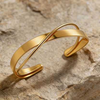 Infinity Inspired Gold Arm Cuff Bracelet
