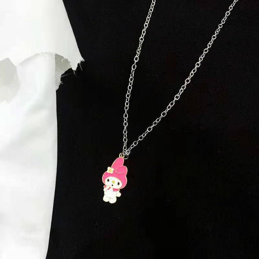 💖 Cute Cartoon Pendant Necklace (Pink Character Design)