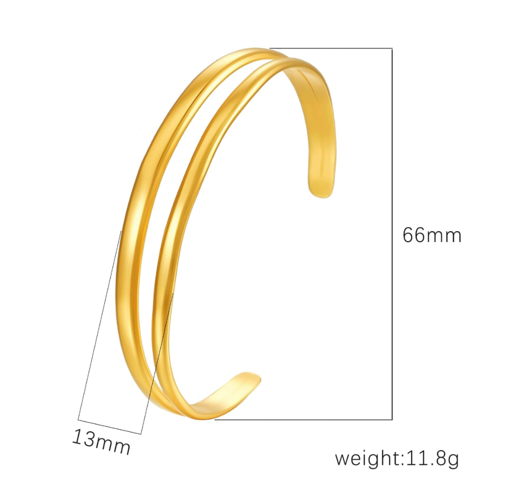 Minimal Double Band Gold Cuff Bracelet