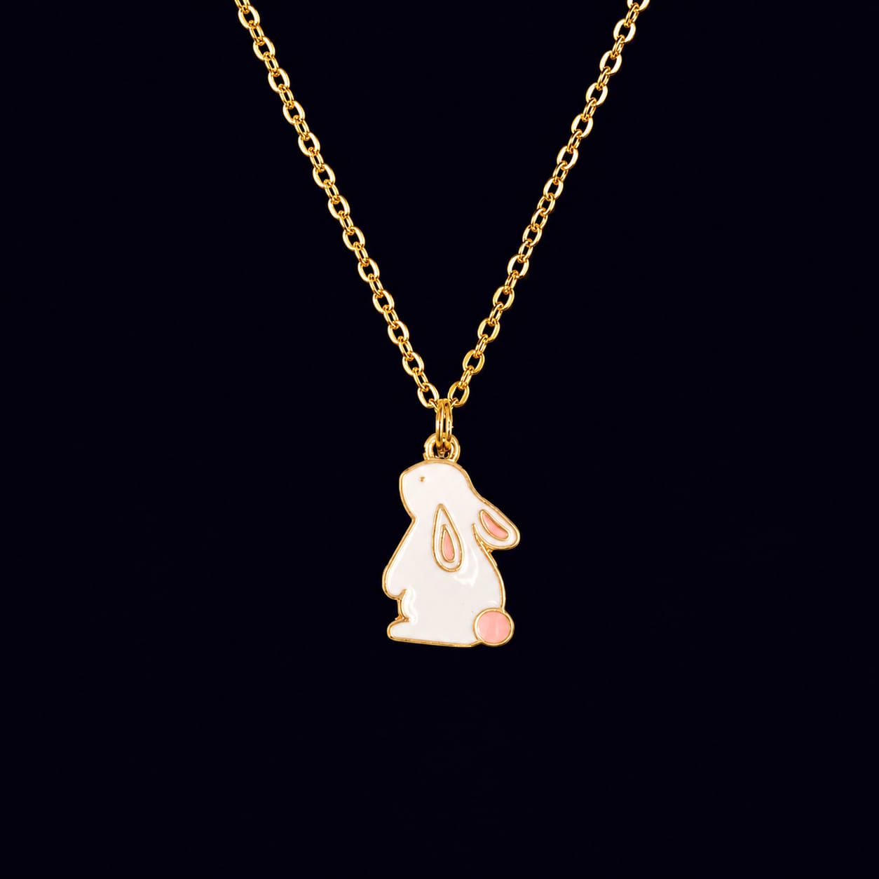 Cute Bunny Pendant Necklace – Gold-Tone Rabbit Charm Necklace for Women & Girls