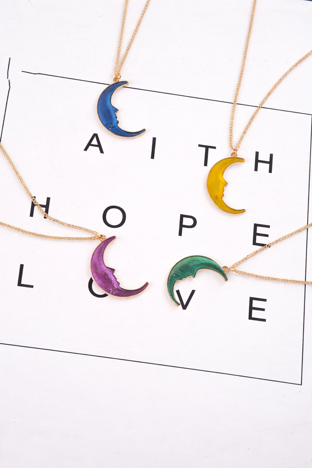 Celestial Moon Face Charm Necklace