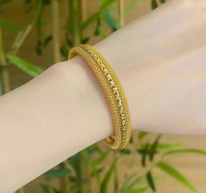 SET OF 2 Textured Gold Mesh Cuff Bracelet