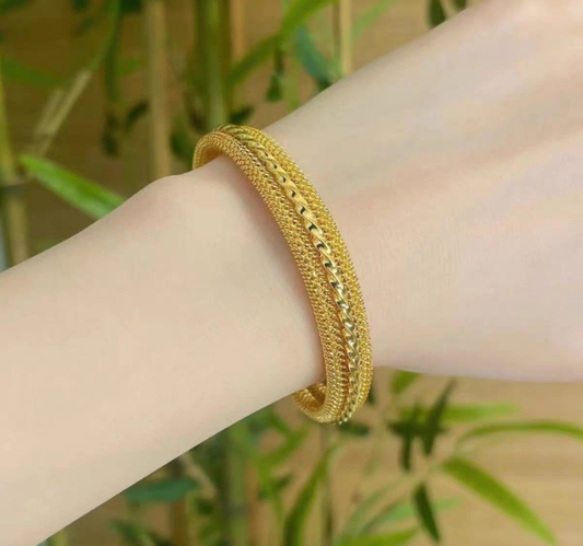 SET OF 2 Textured Gold Mesh Cuff Bracelet