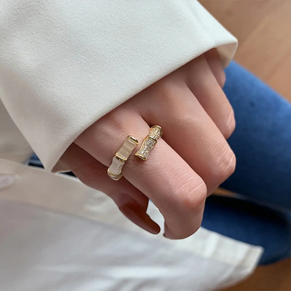 Gold Crystal Open Ring