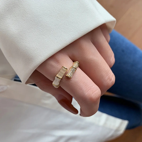 Gold Crystal Open Ring