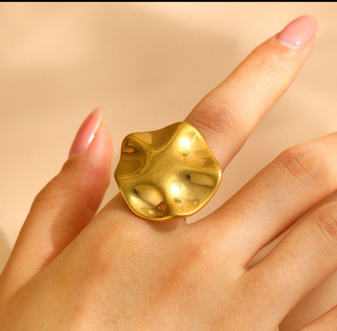 Molten Golden Sculpt Statement Ring