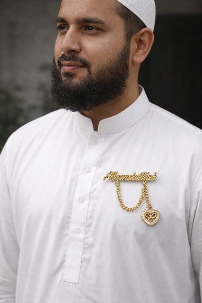 Alhamdulillah Heart Charm Brooch – Elegant Islamic Lapel Pin