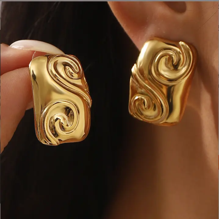 Swirl Statement Stud Earrings – Elegant Sculptural Earrings for Women