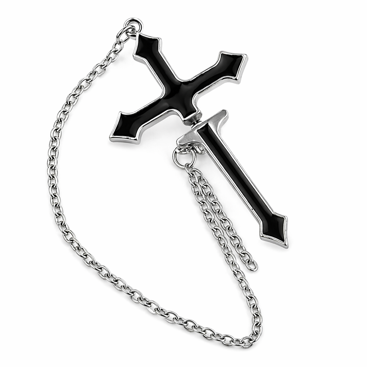 Gothic Cross Chain Drop Earrings