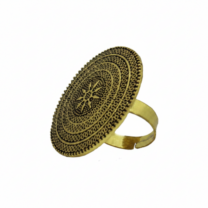 Oxidized Mandala Statement Ring