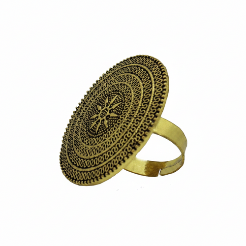Oxidized Mandala Statement Ring