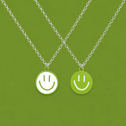 Colorful Smiley Face Pendant Necklace – Cute Enamel Necklace for Women & Girls