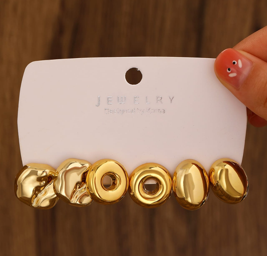 Gold Sculptural Stud Earring Set – Minimal Chic Collection
