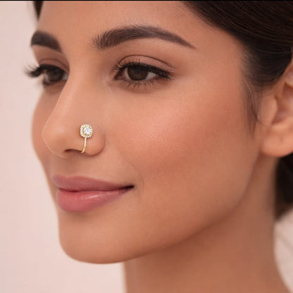 Gold Diamond Halo Nose Ring