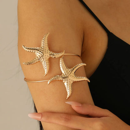Gold Starfish Adjustable Arm Cuff Bracelet