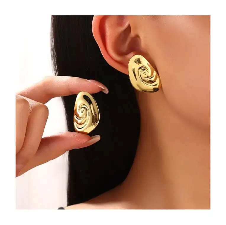 Golden Spiral Statement Earrings