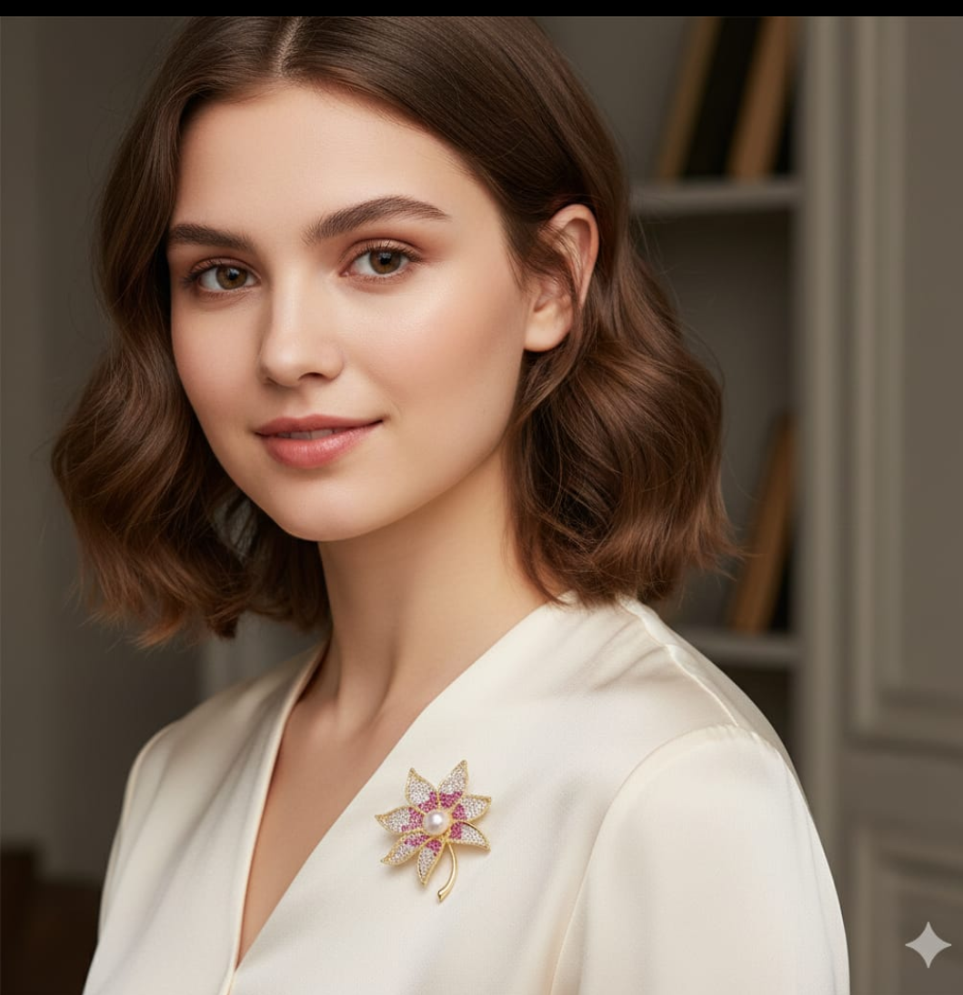 Radiant Pink Pearl Blossom Brooch