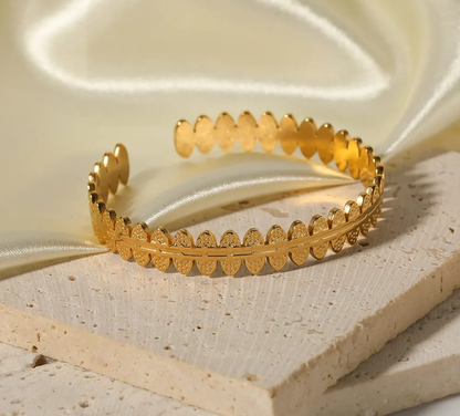 Golden Laurel Leaf Open Cuff Bangle