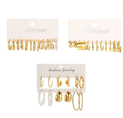 Gold Hoop Earrings Combo Set (6 Pairs) – Everyday Essential Collection