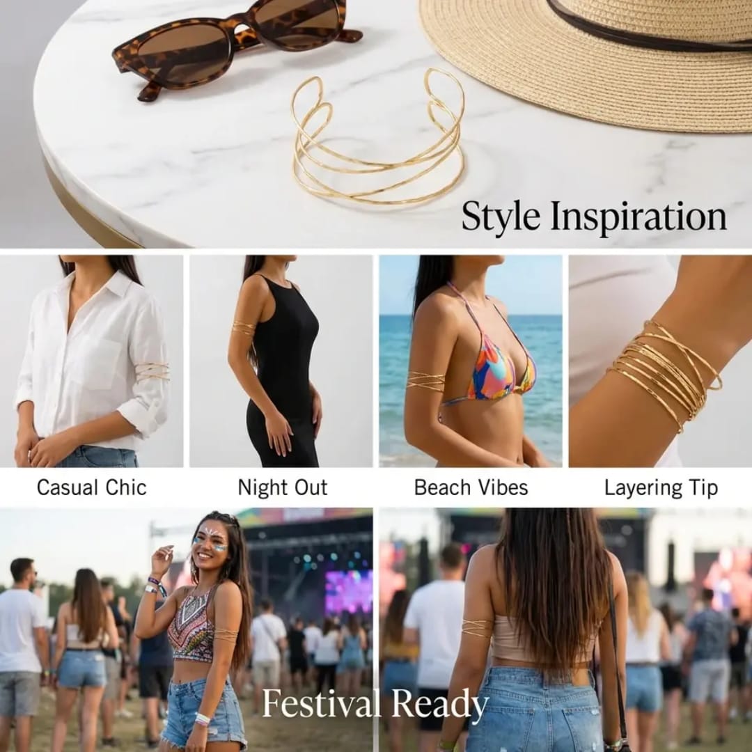 Minimalist Gold Wrap Arm Cuff Bracelet