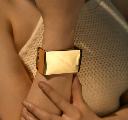 Minimalist Sculptural Gold Cuff Bracelet