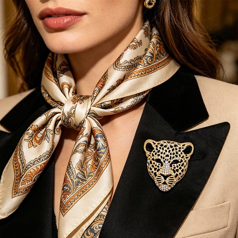 Gold Leopard Brooch – Crystal Embellished Statement Pin