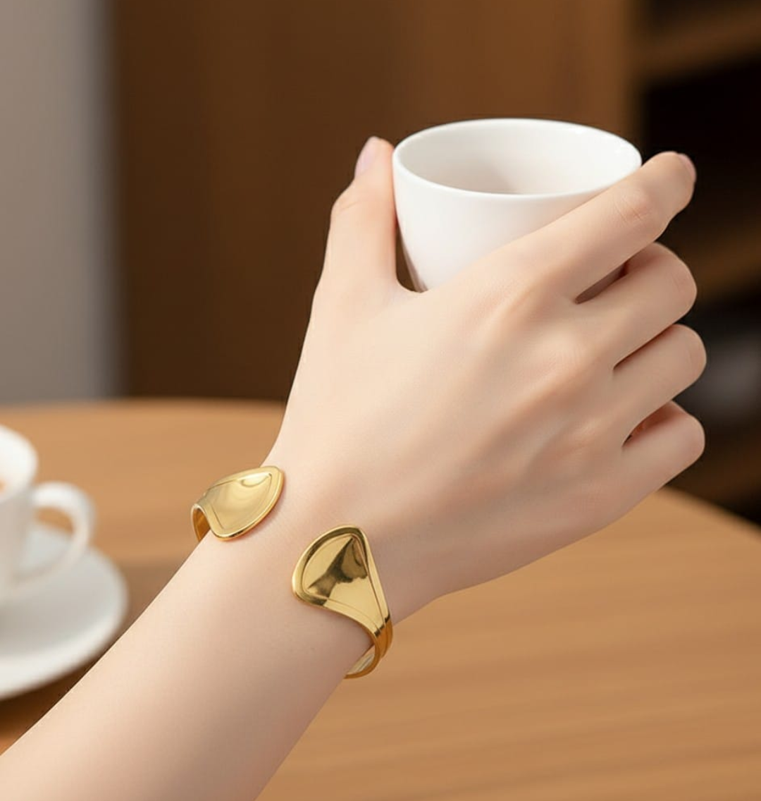 Sculptural Petal Open Cuff Bangle