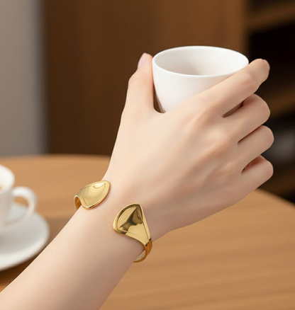 Sculptural Petal Open Cuff Bangle