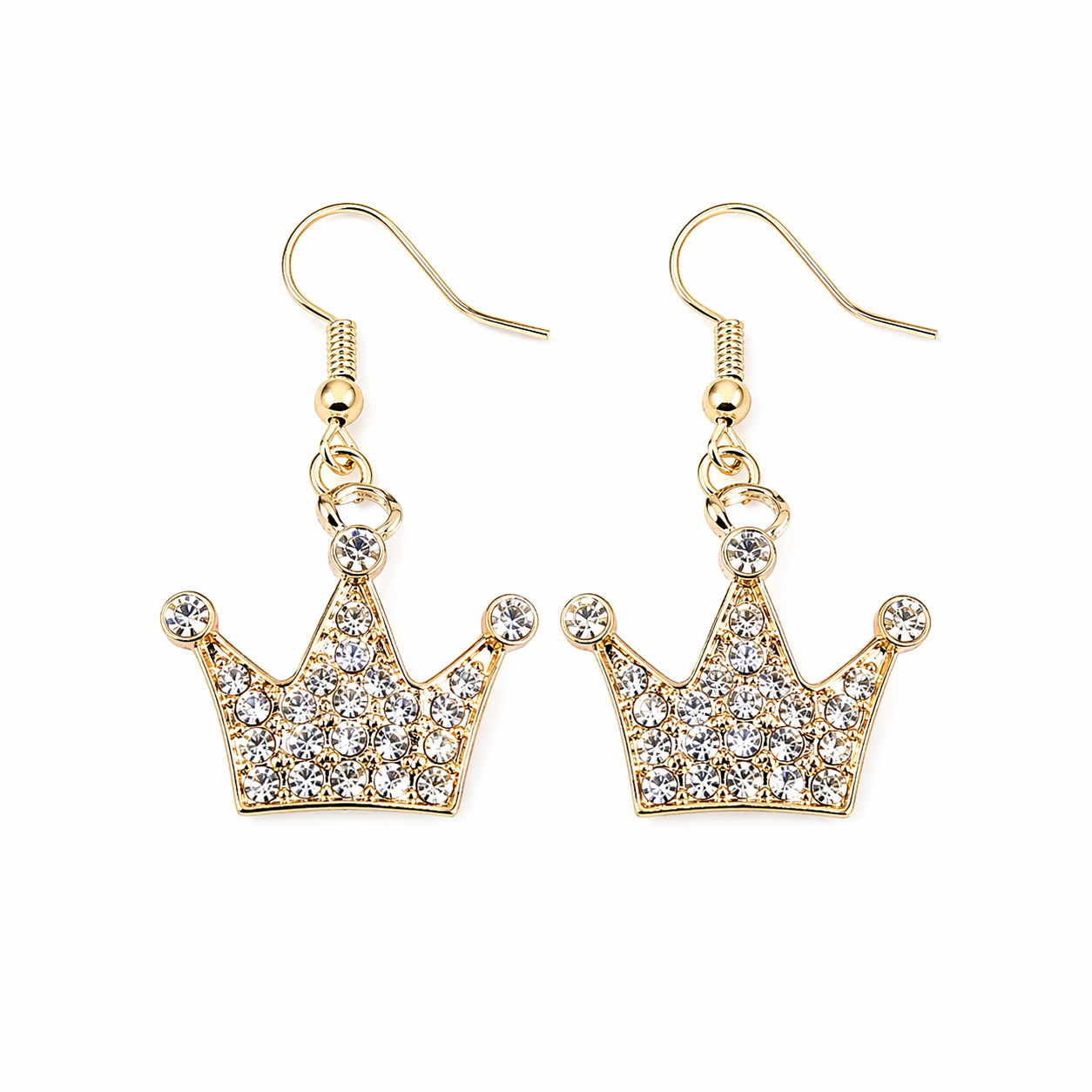 Sparkling Crown Drop Earrings