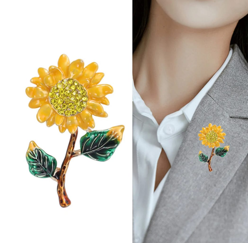 Sunflower Crystal Brooch