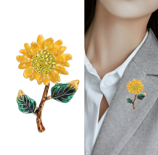 Sunflower Crystal Brooch