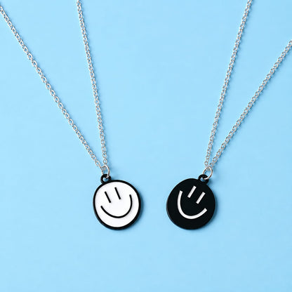 Colorful Smiley Face Pendant Necklace – Cute Enamel Necklace for Women & Girls